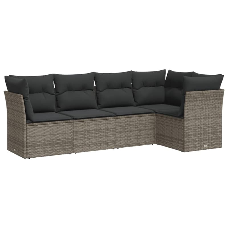 vidaXL Garden Sofa Set Grey PE rattan Large UV-resistant materials - 24.4 x 24.4 x 27.2