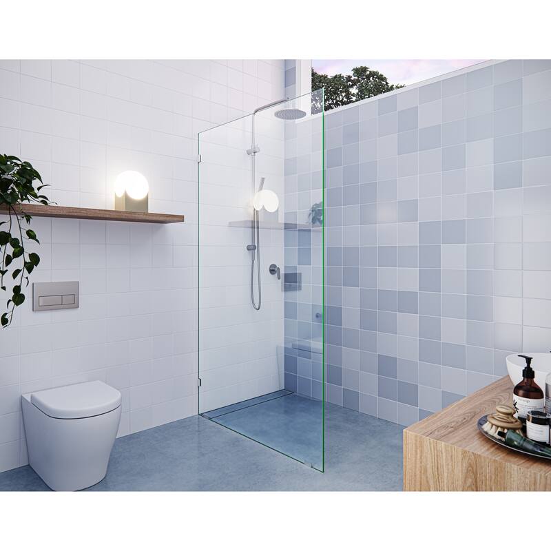 Glass Warehouse 78" x 41" Frameless Shower Door - Single Fixed Panel - Brushed Nickel