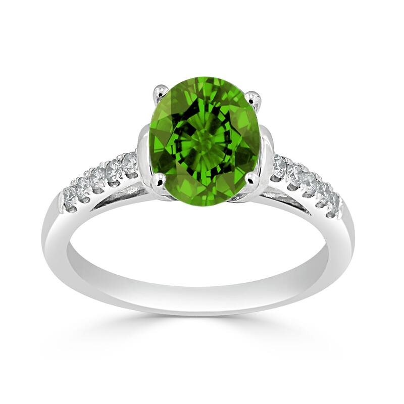 Auriya 2ct Fancy Oval Peridot and Diamond Engagement Ring 1/6ctw 14k Gold