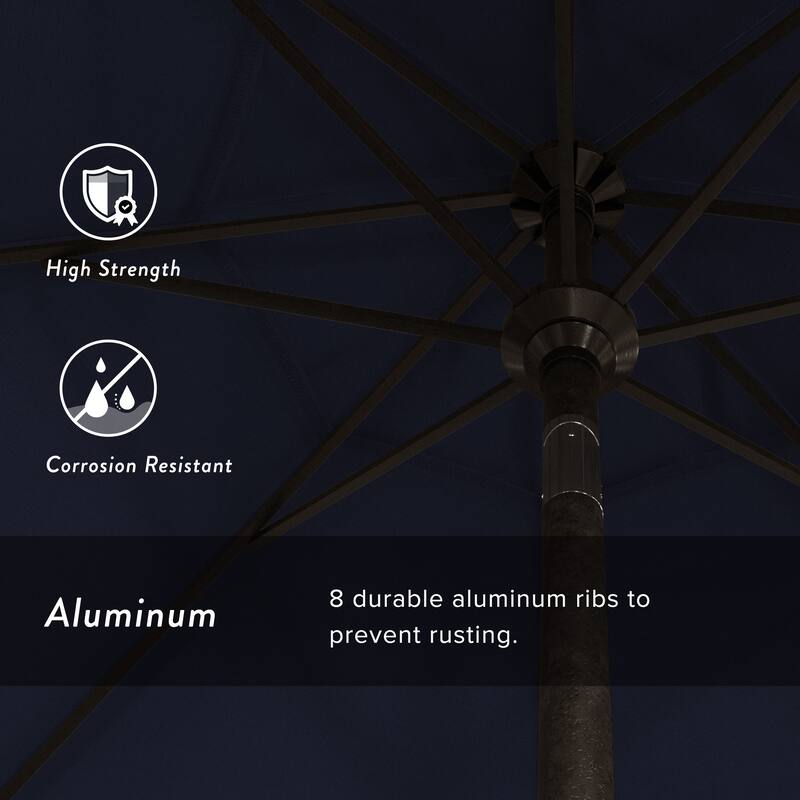 California Umbrella 9' Rd. Aluminum Patio Umbrella, Crank Lift with Push Button Tilt, Bronze Finish, Pacifica Fabric