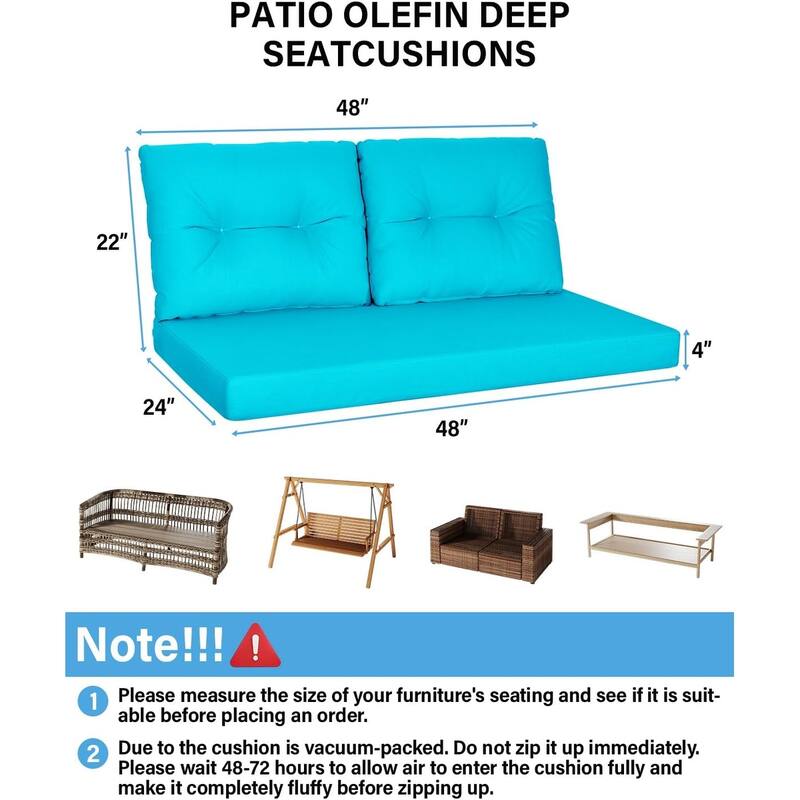 WINSOON 46 x 26 Inch Outdoor Loveseat Cushion Set Waterproof and Resistant