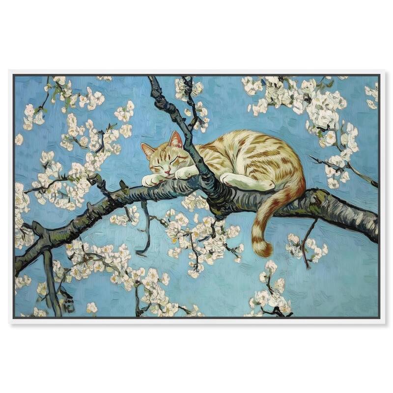 Autumn Blossom Kitten Canvas by Art Remedy - White - 54" x 36"