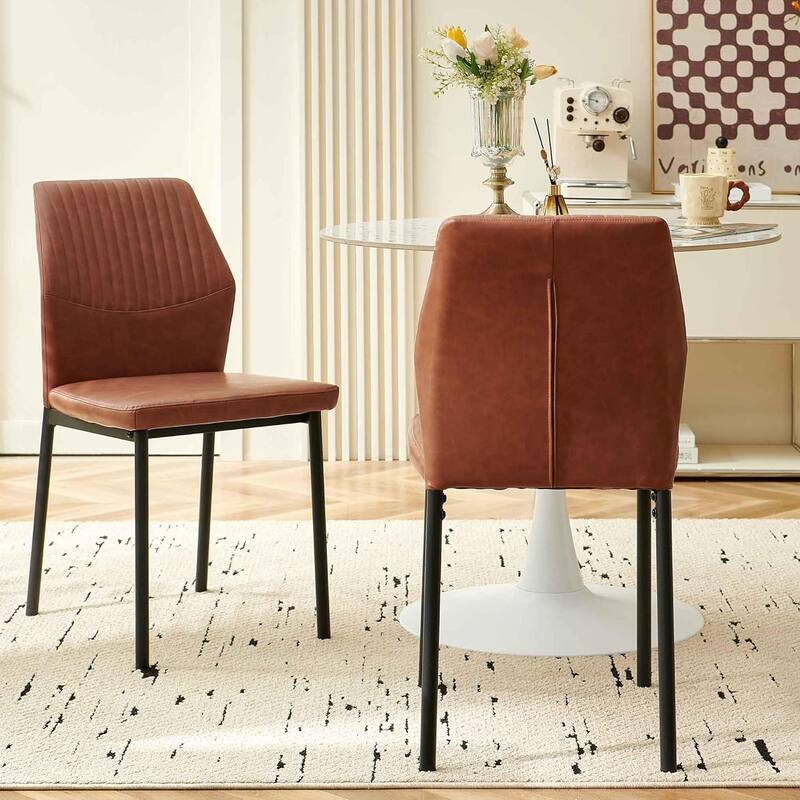 Howtai Upholstered Dining Chair Faux Leather,Metal Legs