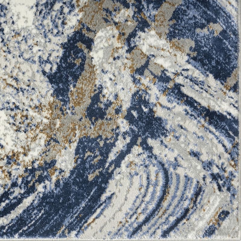 Luxe Weavers Marble Abstract Blue 2x3 Area Rug, Stain-Resistant Rug