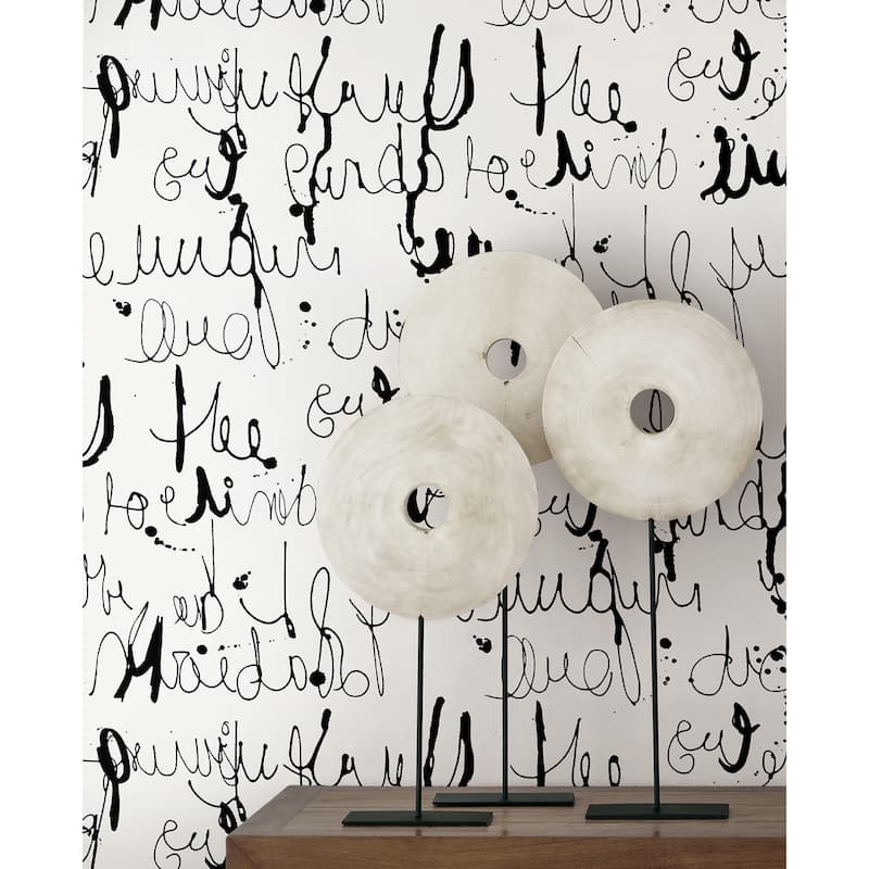 Seabrook Designs Theobald Calligraphy Unpasted Wallpaper