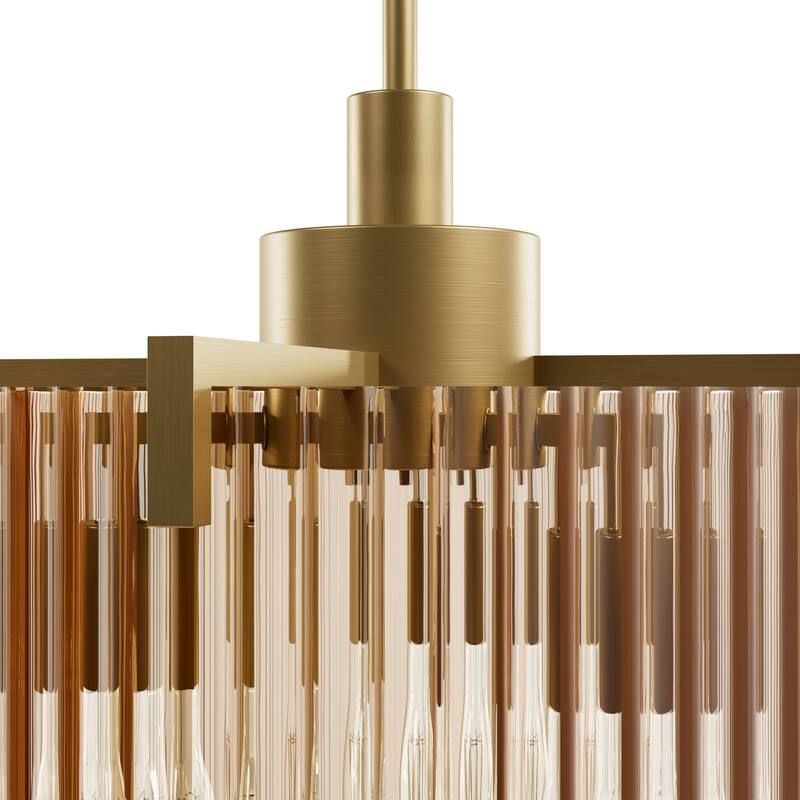 Hunter + Jasmine Roth Ontario Ribbed Glass Pendant Chandelier - Foyer, Dining Room, Kitchen Table or Island - Transitional, Glam