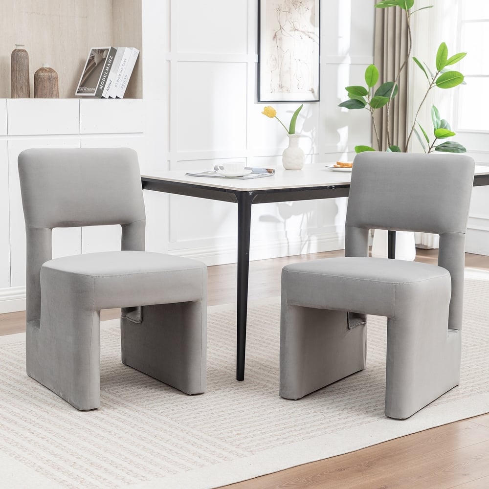 SEYNAR Modern Velvet Upholstered Armless Dining Chair Set of 2