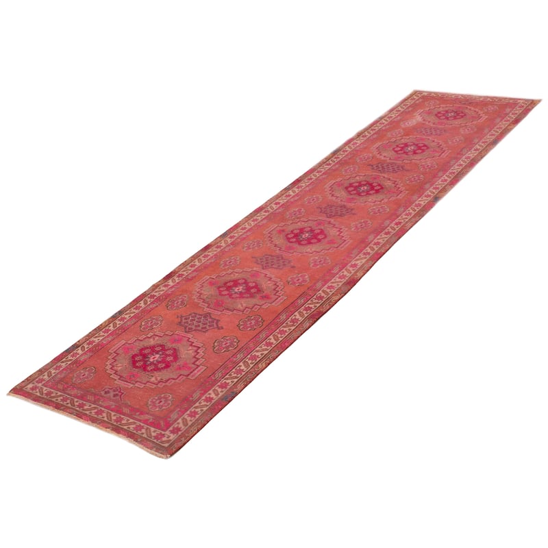 ECARPETGALLERY Hand-knotted Konya Anatolian Pink Wool Rug - 3'2 x 12'7