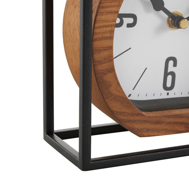 Brown Metal Suspended Decorative Clock with Black Frame