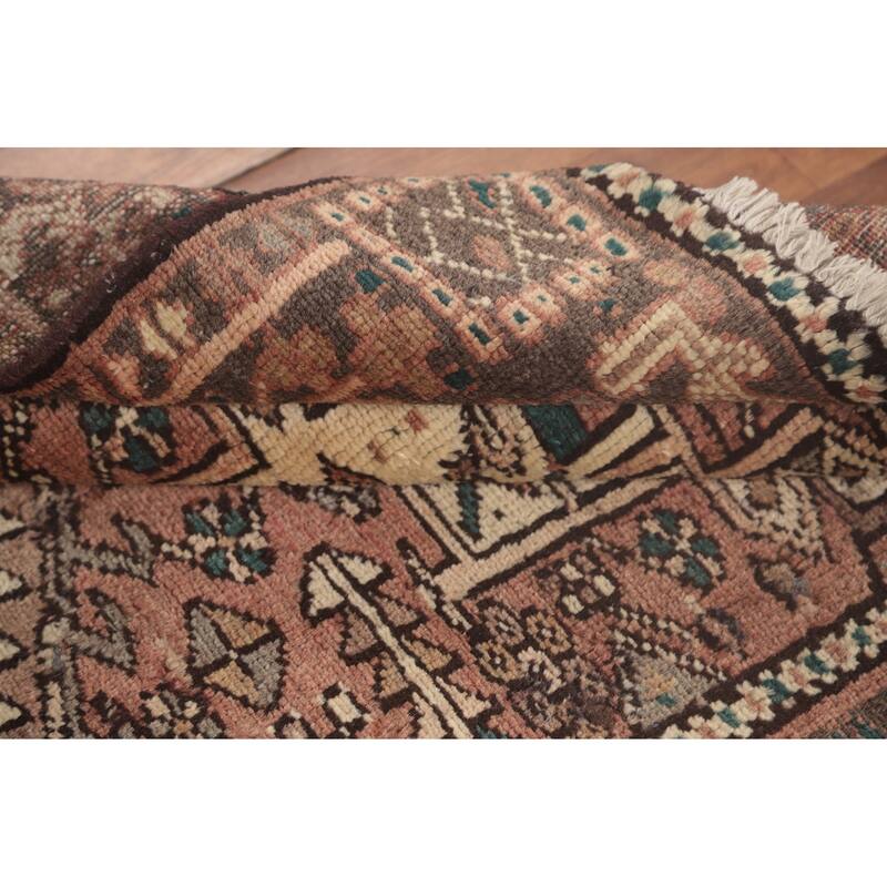 Tribal Pink Gharajeh Persian Vintage Runner Rug Wool Carpet - 3'0"x 10'6"