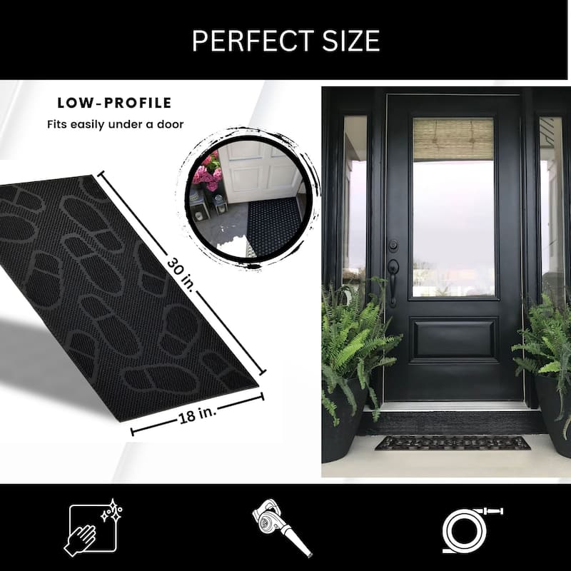 Outdoor Front Door Mat 30x18 Rubber Shoeprint