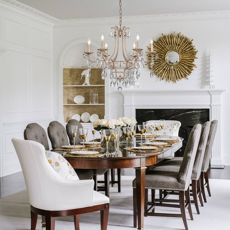 Antique Luxury Crystal Round Empire Candle Style Chandelier