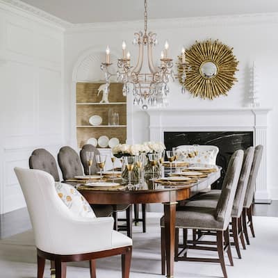 Antique Luxury Crystal Round Empire Candle Style Chandelier