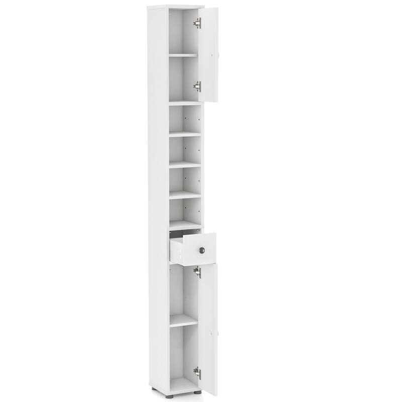 Narrow Freestanding Storage Cabinet for Bathroom Kitchen or Living Room Organization - 8" x 8" x 71"
