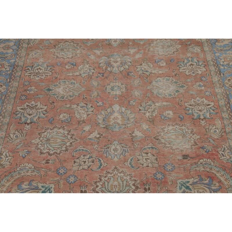 Traditional Tabriz Persian Vintage Rug Handmade Oriental Wool Carpet - 7'4"x 10'7"