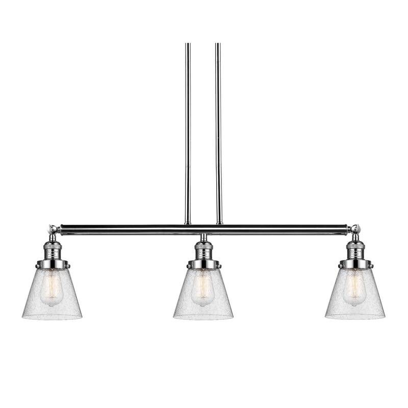 Innovations Lighting Small Cone 3 Light 39" Wide Linear Chandelier - Polished Nickel / Seedy