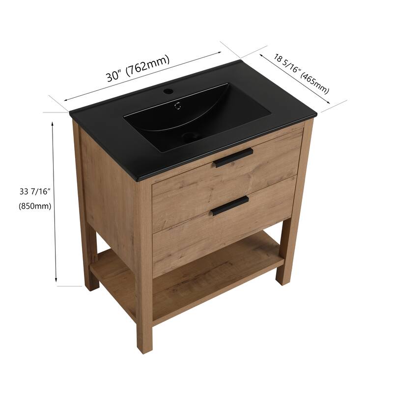 GDFStudio - Everett Modern Freestanding Bathroom Vanity with Dual Soft-Close Drawers