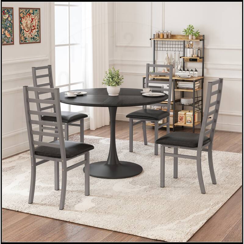 High Back Armless Metal Dining Chairs Set