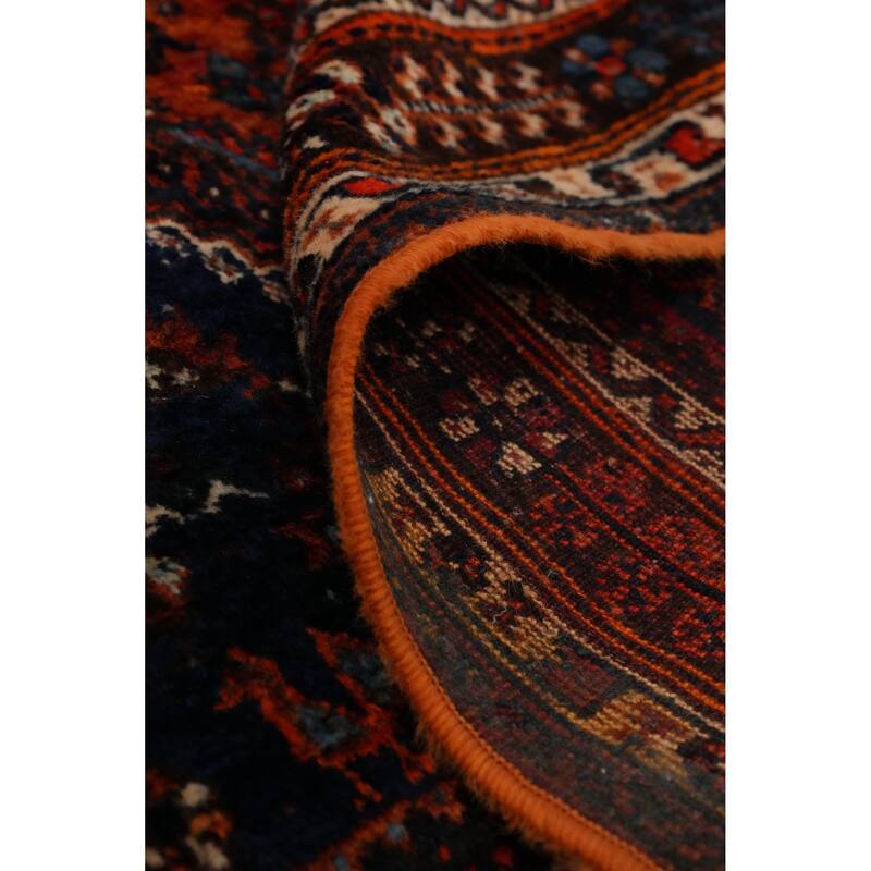 Hand Knotted Oriental 100% Wool Carpet Traditional Medallion Oranges & Rust Shiraz Area Rug - 9' 9'' X 7' 3''