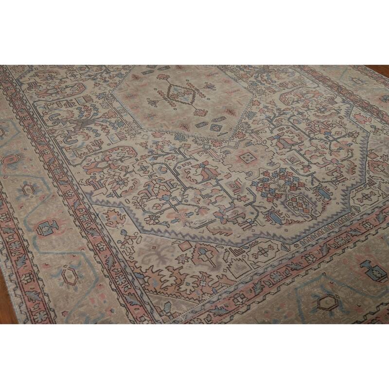 Geometric Tabriz Persian Area Rug Oriental Hand-Knotted Wool Carpet - 8'0"x 10'6"