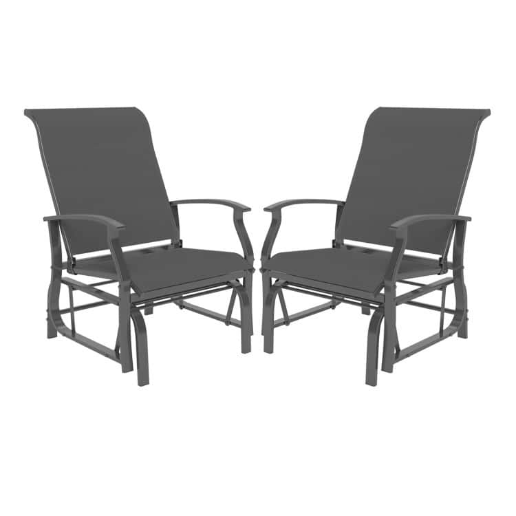Fabric Metal Outdoor Glider Chairs Set of 2 Patio Set - 32" x 25.5" x 37" - Gray