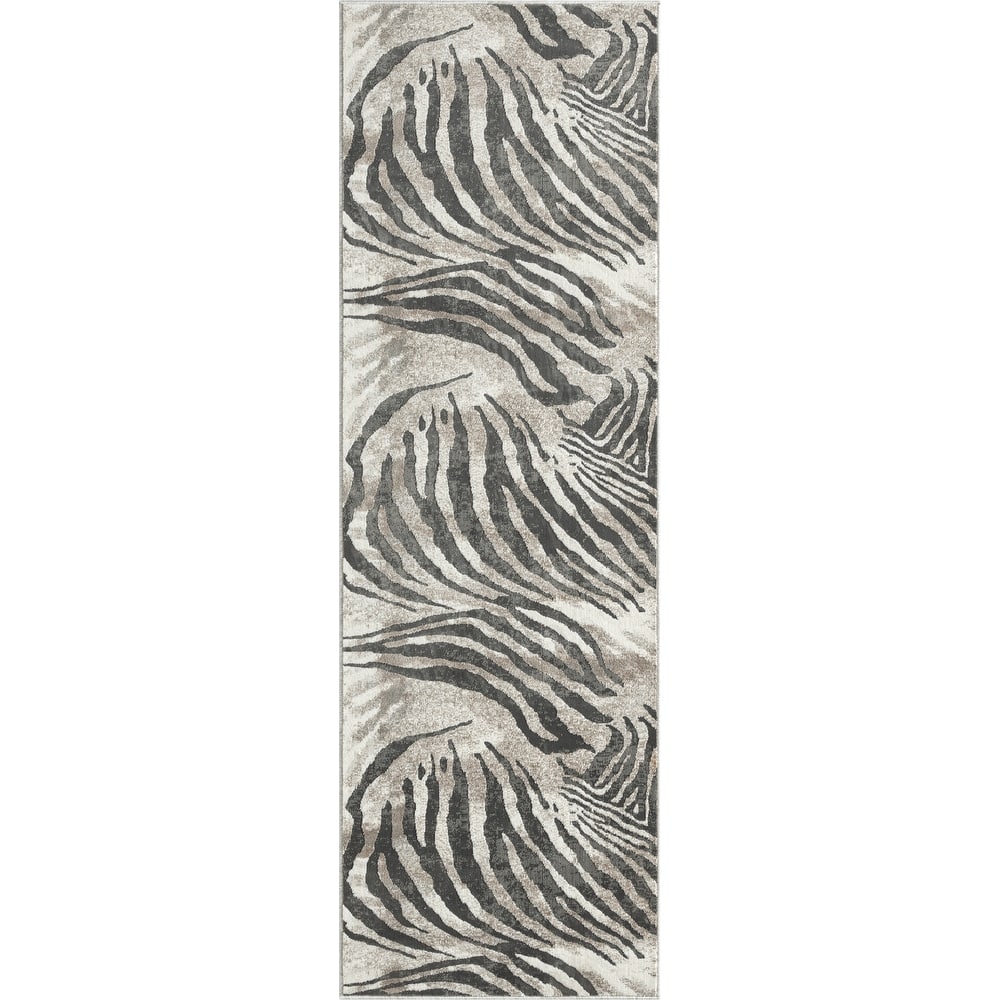 N Natori Serengeti Zebra Print Area Rug