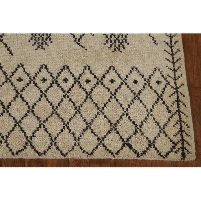 Trellis Moroccan Indian Area Rug Hand-Knotted Wool Carpet - 5'5" x 7'9"