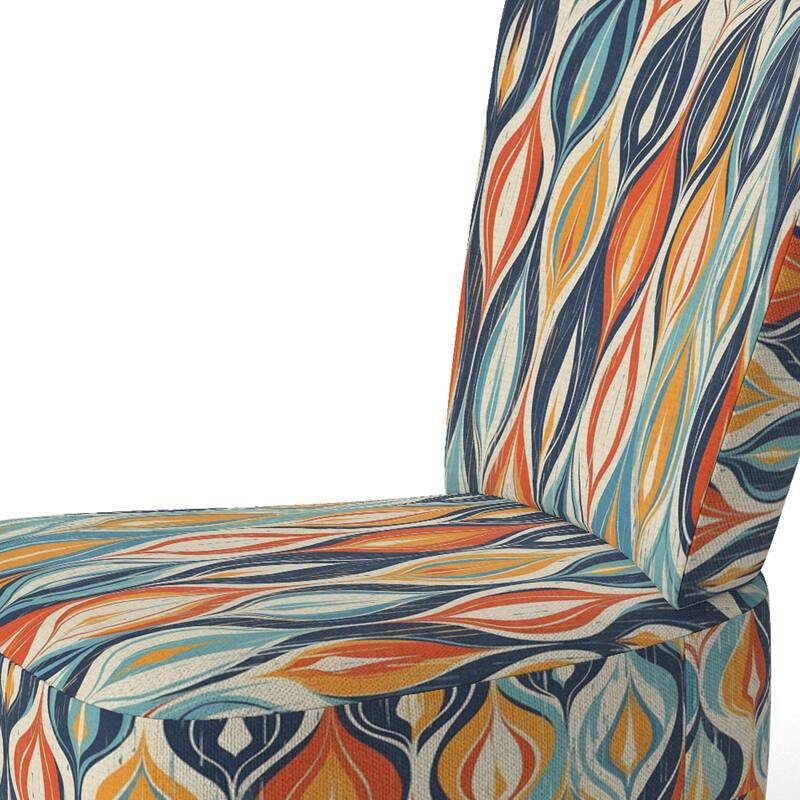 Designart "Orange and Blue Botanical Symphony III" Upholstered Abstract Accent Chair and Modern & Contemporary Arm Chair