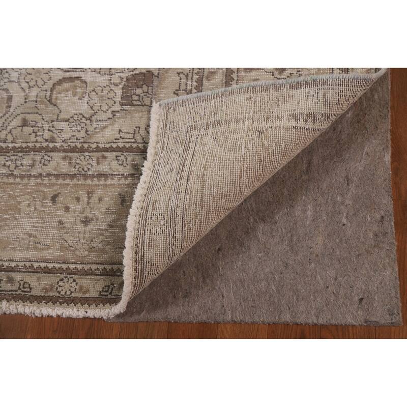 Beige Distressed Tabriz Persian Vintage Rug Handmade Wool Carpet - 6'6" x 9'3"