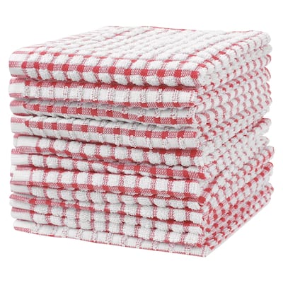 100% Cotton Kitchen Dish Towels, Checked Dishcloths Set for Drying Dishes and Table - 12" x 12"