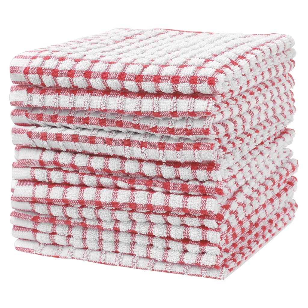 100% Cotton Kitchen Dish Towels, Checked Dishcloths Set for Drying Dishes and Table - 12" x 12"