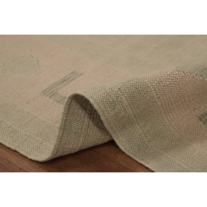 Hand Woven Oriental 100% Wool Carpet Southwestern Tribal Greys & Charcoal Kilim Area Rug - 9' 8'' X 8' 1''
