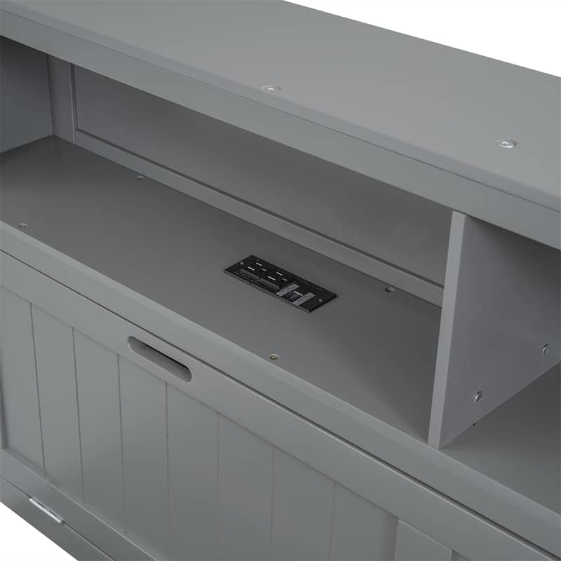 Wood Full Size Hydraulic Platform Bed with Storage LED Headboard