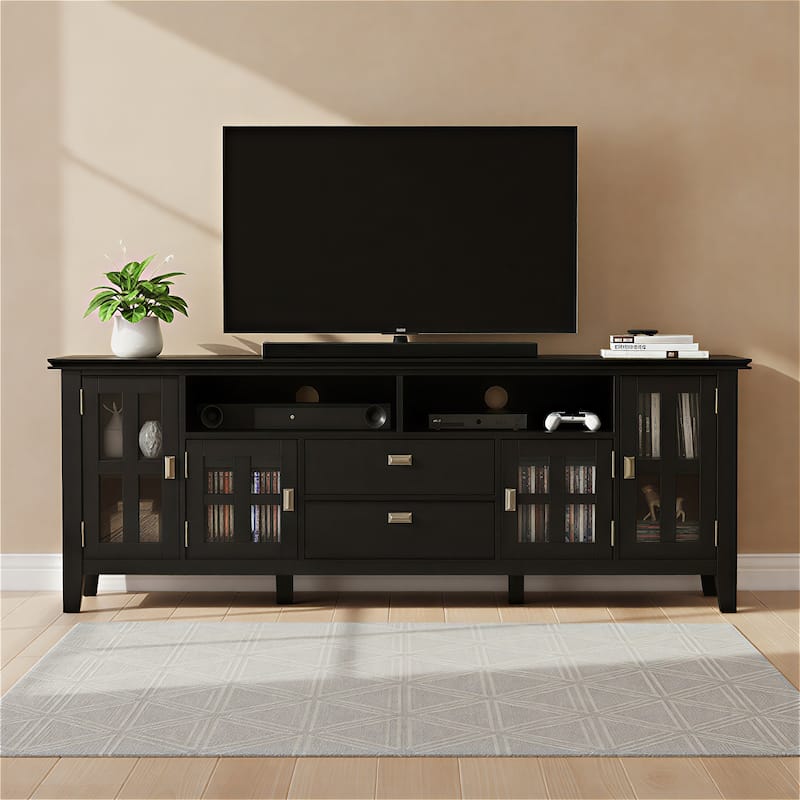 WYNDENHALL Stratford SOLID WOOD 72" Wide TV Media Stand For TVs up to 80"