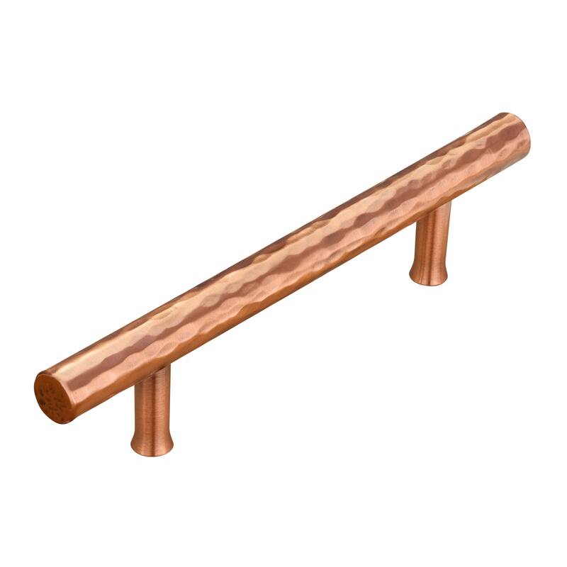 3-3/4 Inch Hole Center Copper Kitchen Cabinet Handles 100% Solid Brass Drawer Pulls (5-PACK) - Hammered Copper