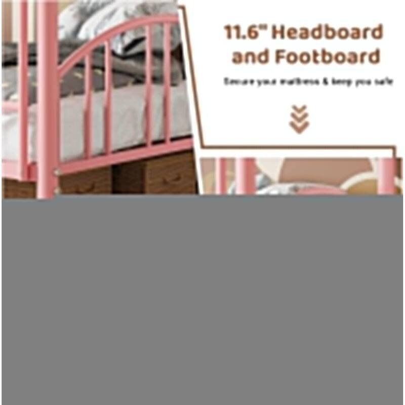 Bunk Bed Twin Over Twin with Stairs and Arched Guardrail for Bedroom and Small Space