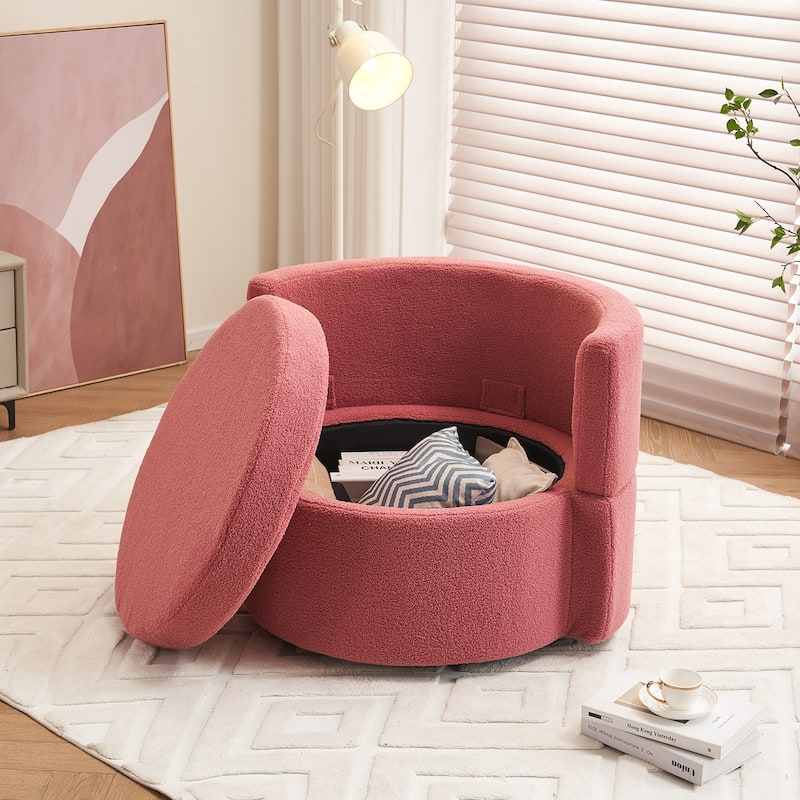 Fabric Swivel Chair With Storage and Back Cushion For Living Room