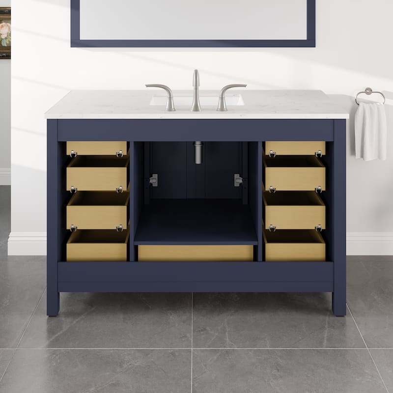 Eviva Aberdeen 48"W Bath Vanity with White Carrara Quartz Top