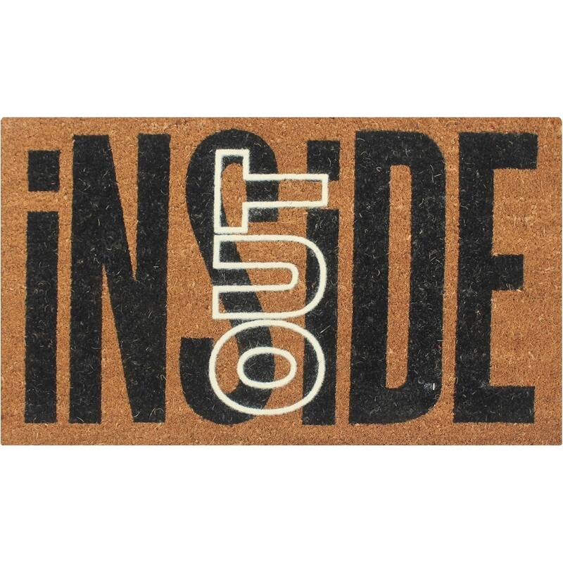 A1HC Natural Coir Doormat with Classic Design PVC Backing low Pile 18"X30" Front Outdoor Double Doormat - Inside Out