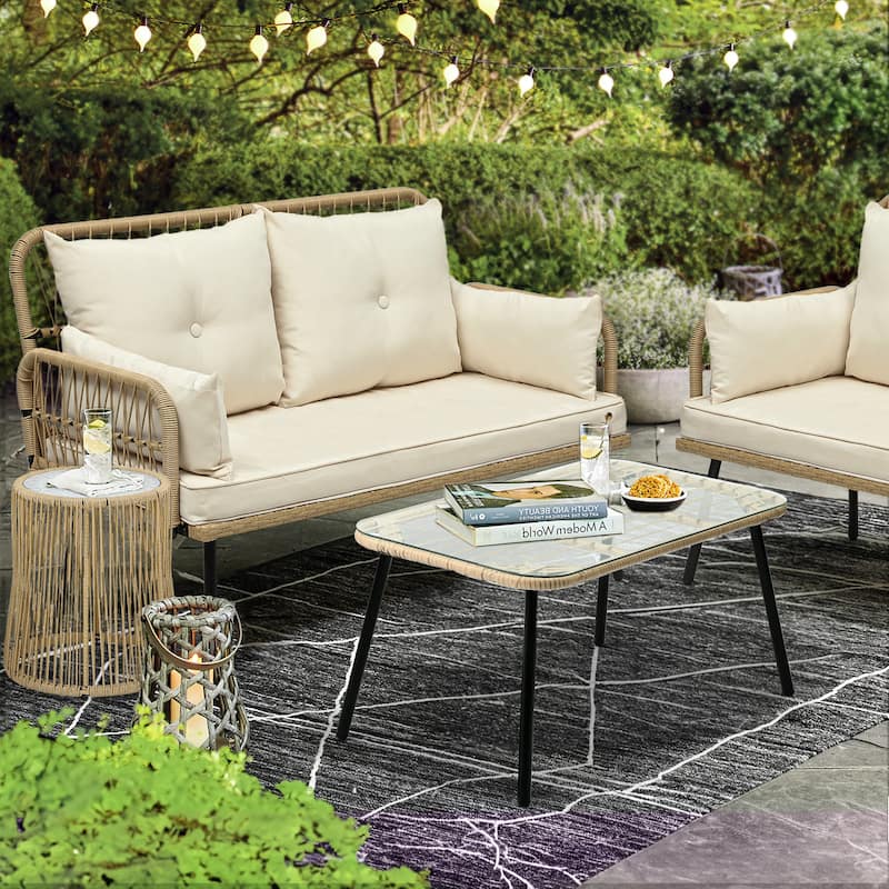 Moasis Outdoor Wicker Loveseat - L 45" x W 22" x H31"