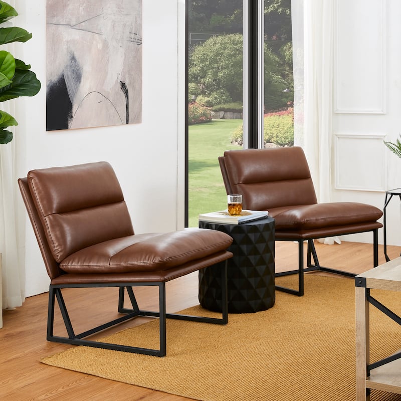 Glitzhome 30.25"H Modern Soft PU Leather Armless Accent Chair
