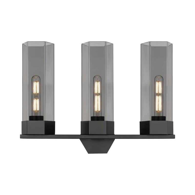 Innovations Lighting 427-3W-17-23 Claverack Vanity Claverack 3 Light - Matte Black / Plated Smoke