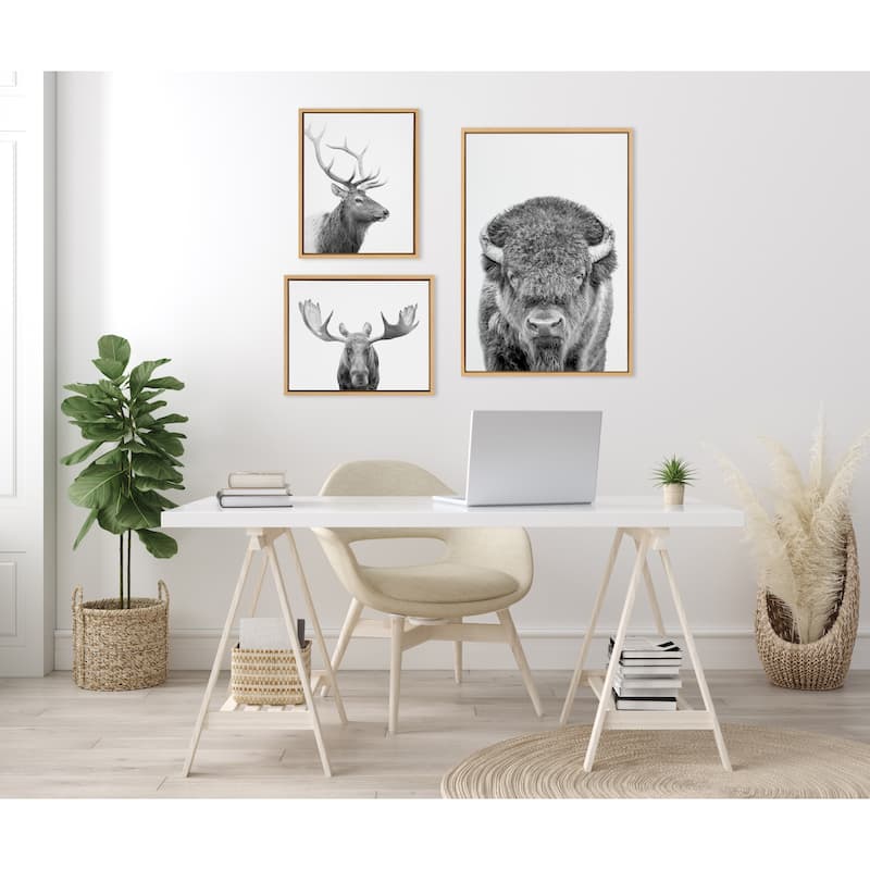 Kate and Laurel Sylvie Sylvie Moose Canvas Art Set by Amy Peterson