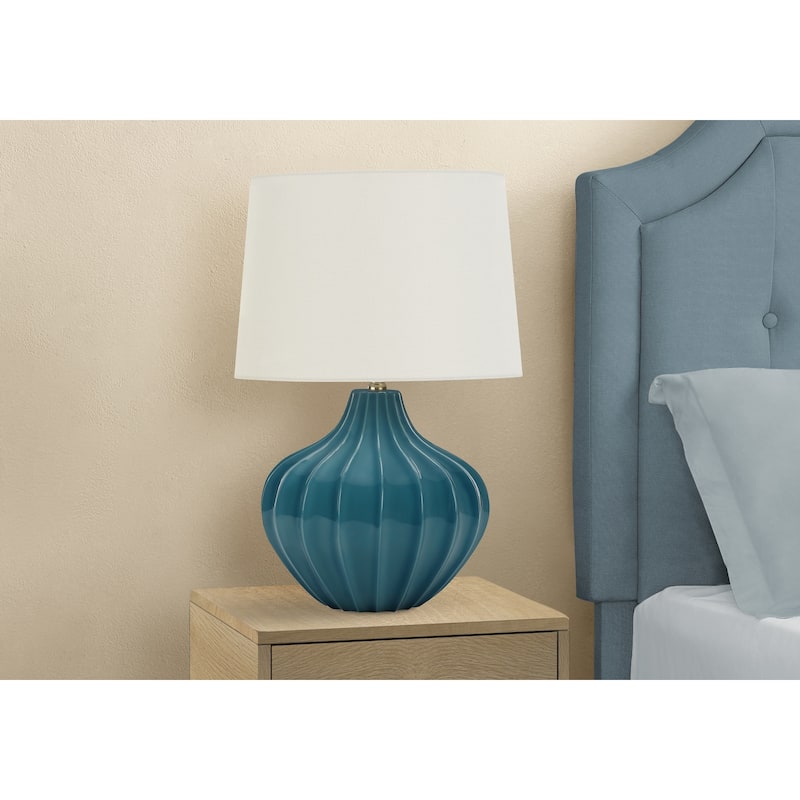 Lighting, 24"h, Table Lamp, Blue Ceramic, Ivory / Cream Shade, Transitional