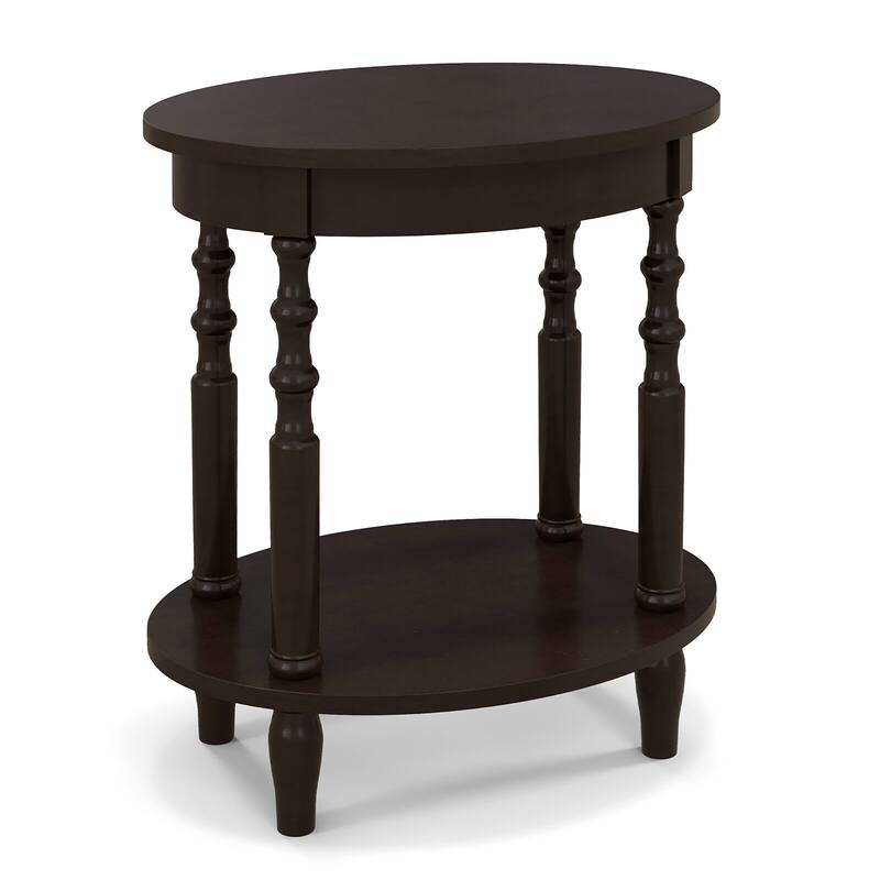 Gymax 2-Tier End Table Oval Compact Sofa Side Nightstand w/ Storage