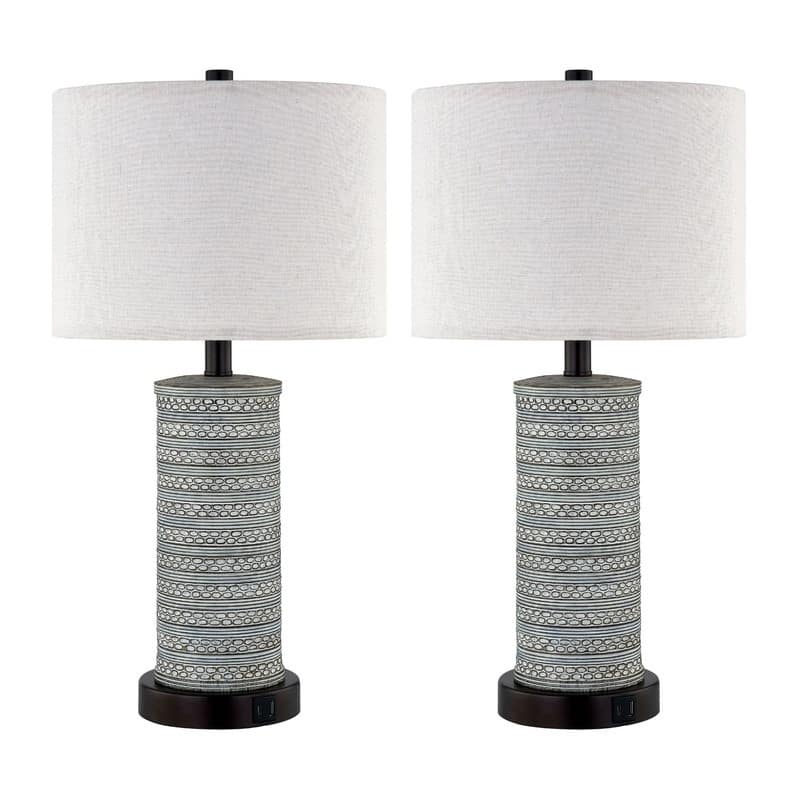 KAWOTI Touch Control Table Lamp Set with USB Ports (Set of 2)