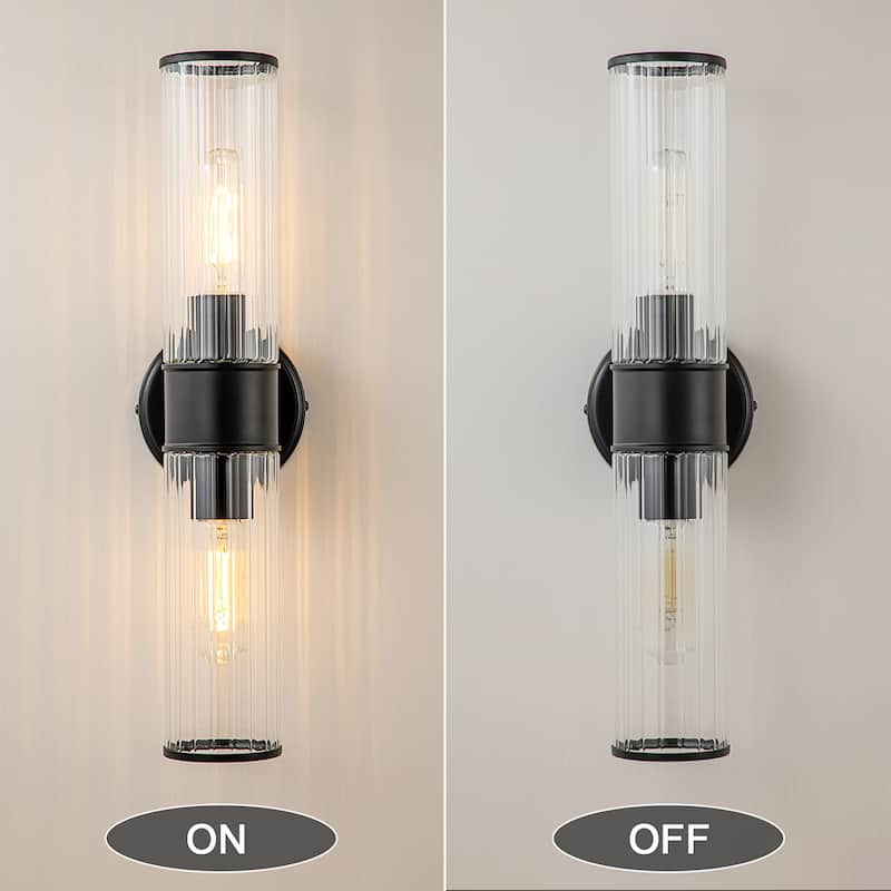 Starsky 2-Lights Modern Bathroom Vanity Light Wall Sconce with Glass Shade