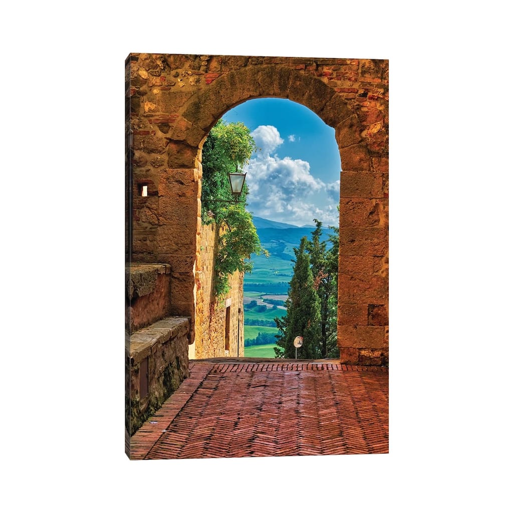 iCanvas "Arch With The View Of The Tuscan Countryside, Pienza, Tuscany, Italy" by George Oze Canvas Print