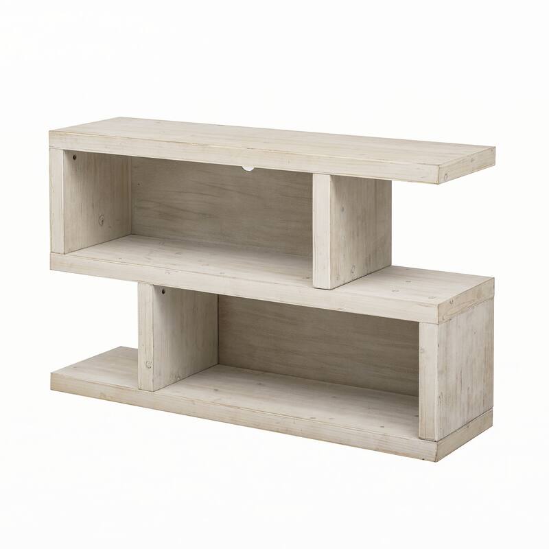 Retro Entryway Table with 2-Tier Open Shelf(Natural)