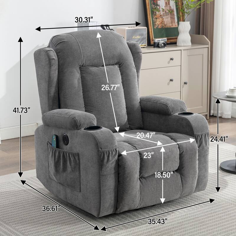 Brown Electric Lift Recliner with Heating, Massage, USB Charging Port, and Side Storage, Adjustable for Seniors